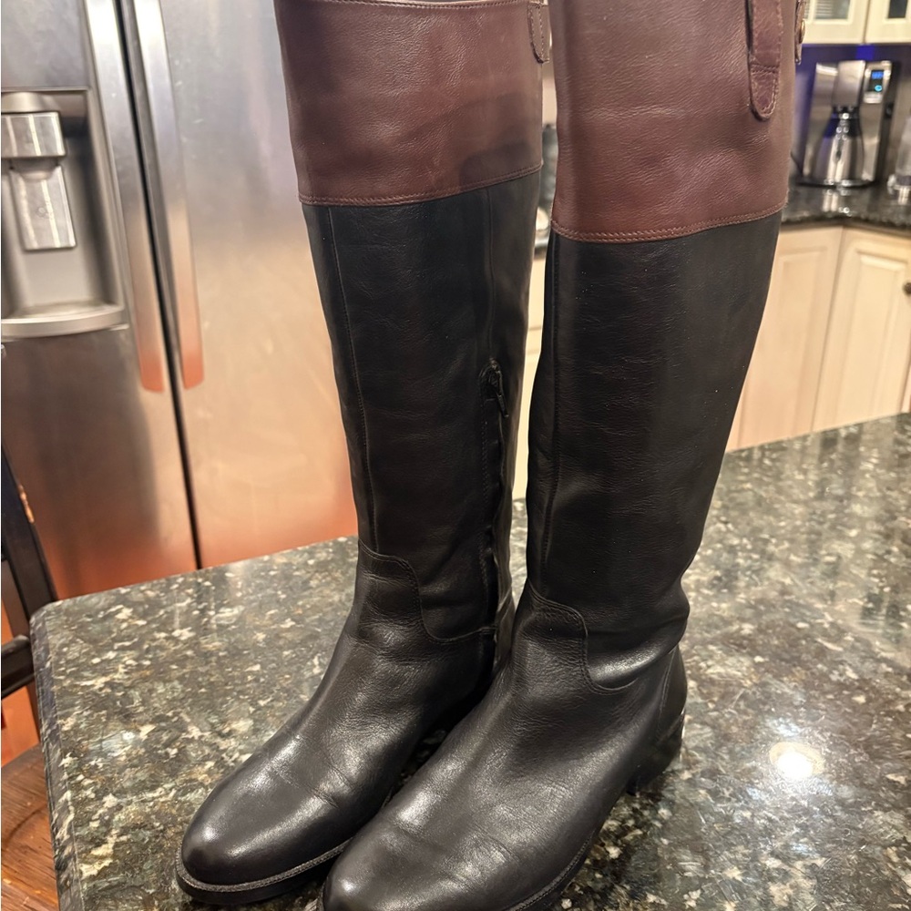 Ralph Lauren Double RL Black and Brown Heeled Boots